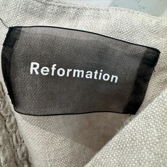 Reformation Finn Linen mini dress in natural - Picture 7 of 8